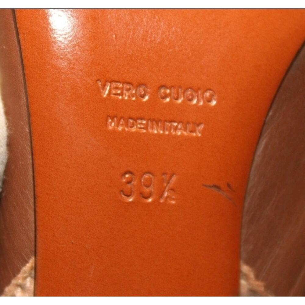 Lanvin Italy Made Womens 7.5 39.5 Brown Leather Slingbacks Stiletto Pumps Shoes - Picture 7 of 12
